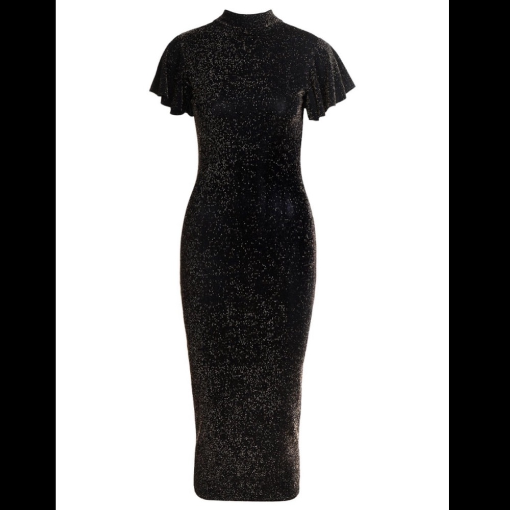 Shimmer high neck midi dress